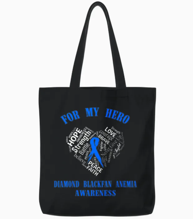 For My Hero Diamond Blackfan Anemia Awareness Tote Bags in Black