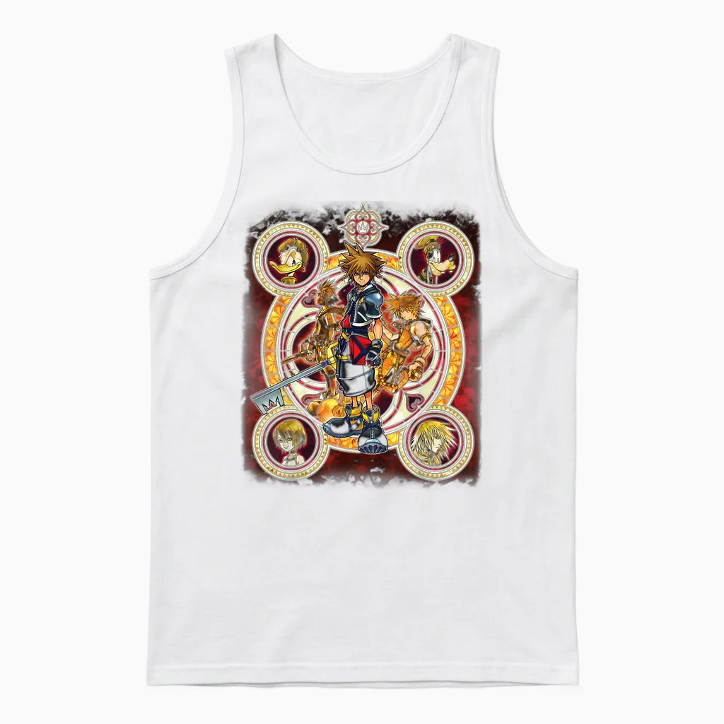 Disney Kingdom Hearts Group Shot Circles Unisex Tank Top in White