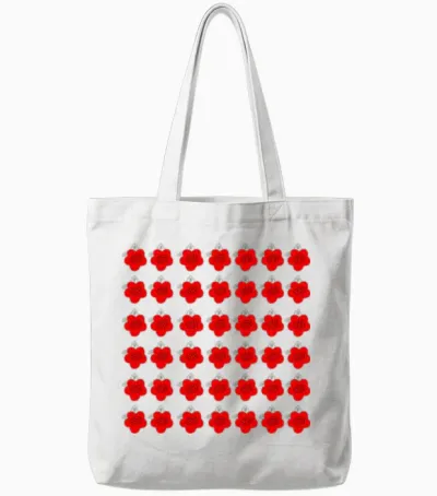 Retro Red Floral Pattern Tote Bags - White
