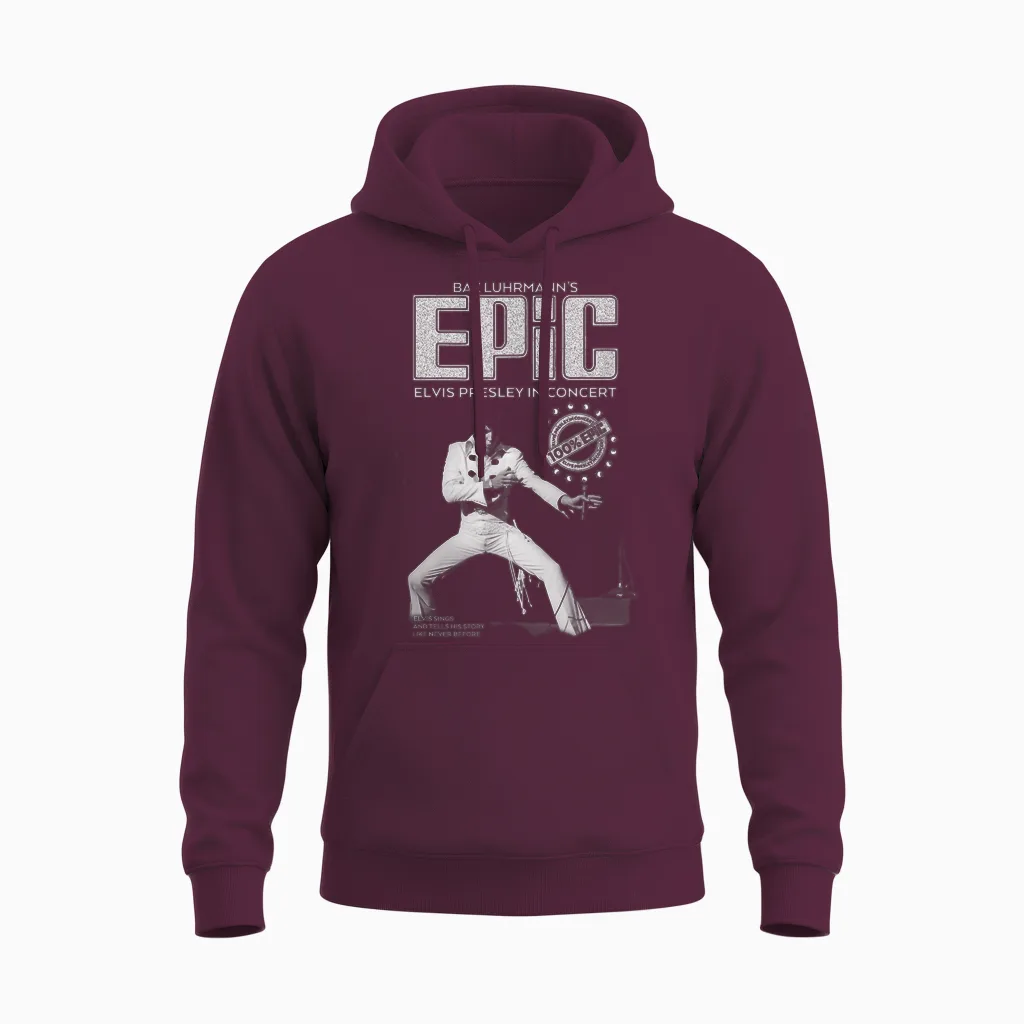 Elvis Presley Epic Jumpsuit Unisex Hoodie in Maroon