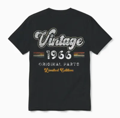 Vintage 1966 Original Parts 59th Birthday Unisex T-Shirt - Black