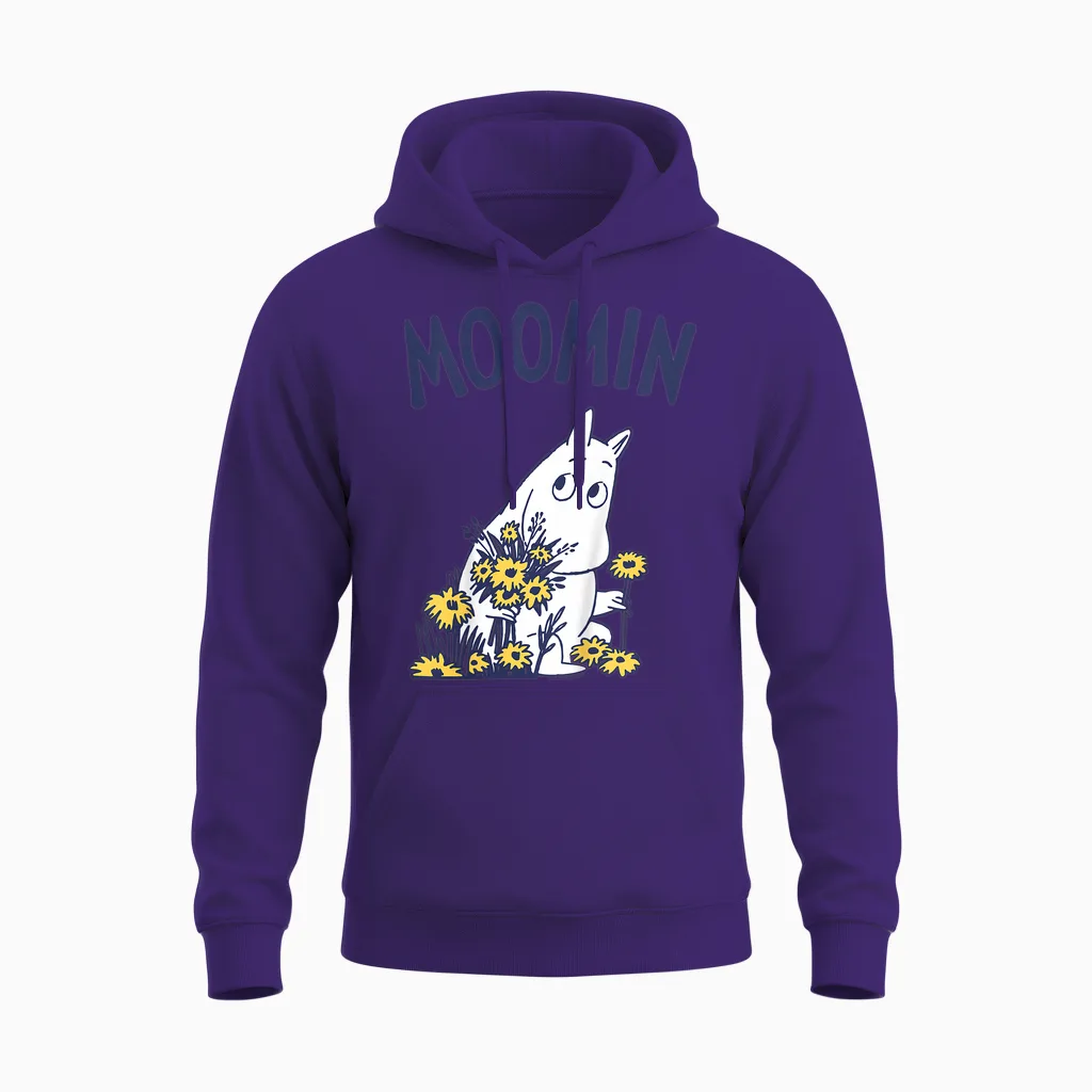Kids Moomin Moomintroll Flowers Kids T-Shirt, White, 2 Unisex Hoodie in Purple