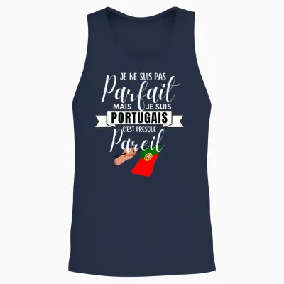 T-Shirt Humour Je Ne Suis Pas Parfait Mais Je Suis Portuguese T-Shirt, Black, S Unisex Tank Top - Navy