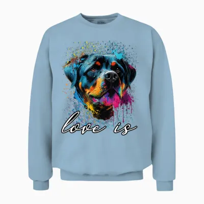 Colorful Splash Art Liebe Ist Mein Rottweiler Rottie Mama Unisex Sweatshirt - Light Blue