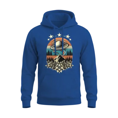 Hilltop Retro Ufo Unisex Hoodie - Royal