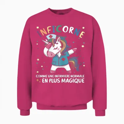 Funny Nurse Unicorn Gift for Nurse T-Shirt, Black, Female X-Small Unisex Sweatshirt - Heliconia