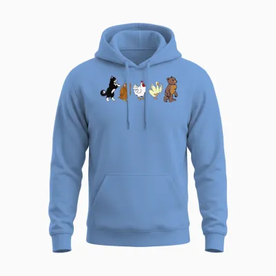 Little Bear Cartoon Animated Tv Show Graphics Animal Friends Unisex Hoodie - Carolina Blue
