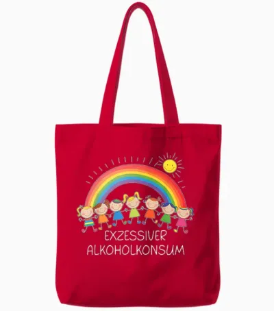 Exzessiver Alkoholkonsum X Lustige Kinder Zeichnung Tote Bags - Red