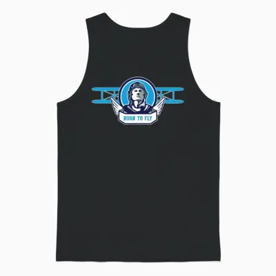 Born to Fly Retro Pilot Unisex Tank Top - Black