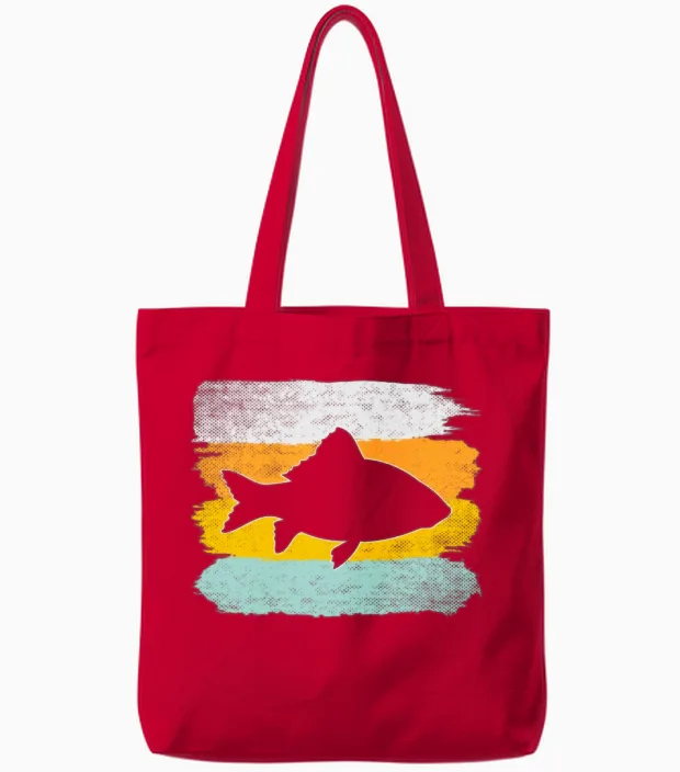 Fish Retro Tote Bags in Red