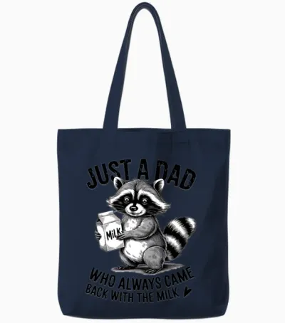 Just a Dad Milk Run Raccoon Tote Bags - Navy