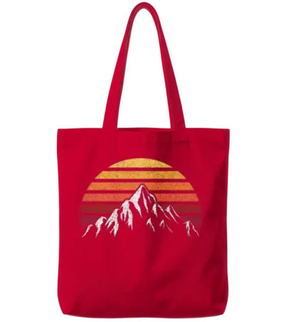 Retro Sunset Mountain Tote Bags - Red