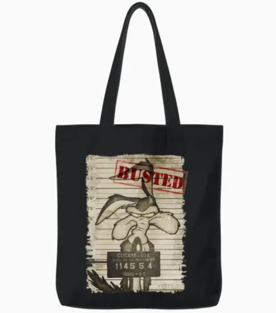 Looney Tunes Wile E. Coyote Busted Tote Bags - Black