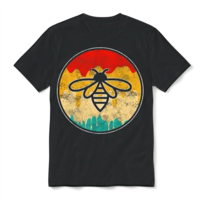 Bee Retro Unisex T-Shirt - Black