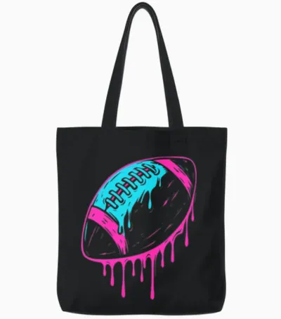 Dripping Pink & Blue Football Design Tote Bags - Black