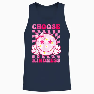Choose Kindness Smile Face Groovy Be Kind Inspirational Unisex Tank Top - Navy