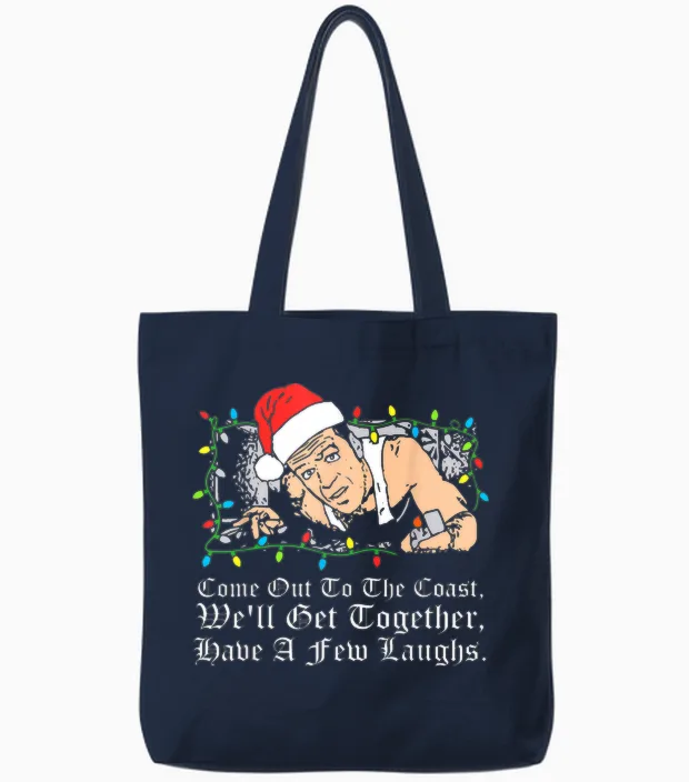 Come Out to the Coast, We'll Get Together Design Tote Bags in Navy