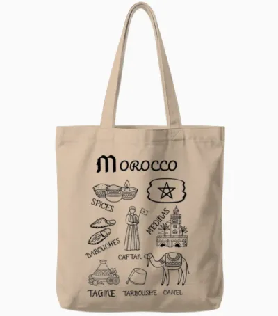 Maroc Souvenir Voyage Drapeau Marocain Casbah Chameau Cadeau Tote Bags - Natural