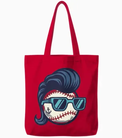Retro Baseball Rockstar Tote Bags - Red