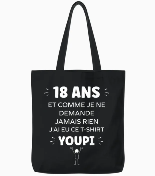 Idée Nul Humour 18 Ans Rigolo Drôle Anniversaire 18 Ans Tote Bags in Black