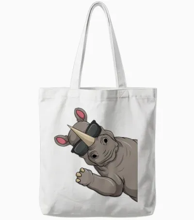 Nashorn Kinder Jungen Damen Tote Bags - White