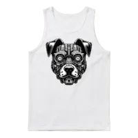 Retro Steampunk Dog — Lovers Gift Unisex Tank Top - White – 1