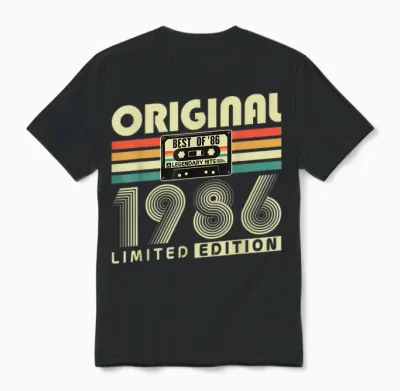 Original 1986 Vintage Cadeau Anniversaire 40 Ans Homme Femme Unisex T-Shirt - Black