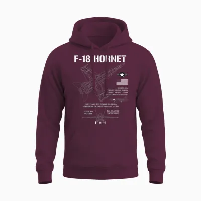 F-18 Hornet Fighter Jet Specs Militärflugzeug F18 Hornet Unisex Hoodie - Maroon