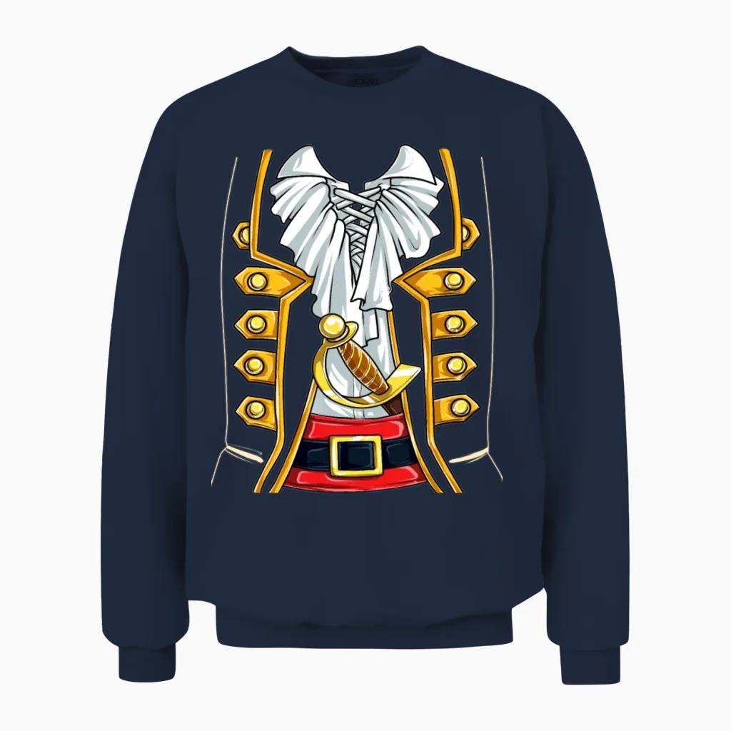 Pirate Buccaneer Costume T Shirt Funny Halloween Unisex Sweatshirt in Navy