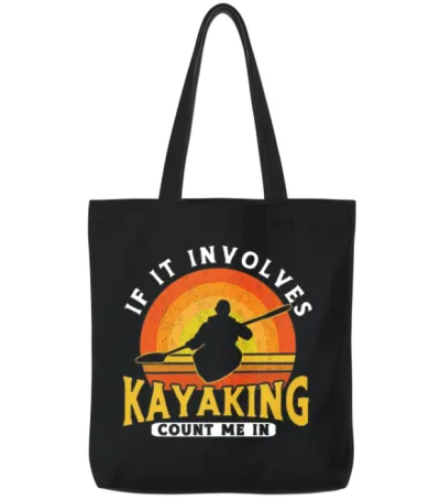 Kayaking Kayaker Canoeing Outdoor Water Kayak Tote Bags - Black