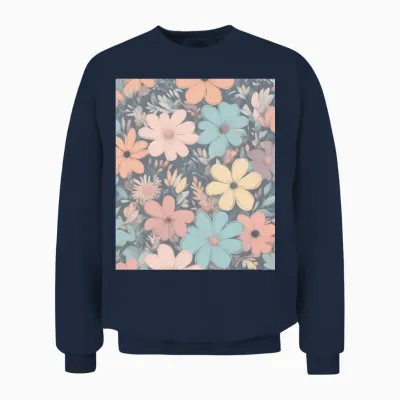 Pastel Flowers Unisex Sweatshirt - Navy