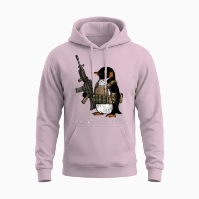 Flight Was Never an Option Tactical Penguin Funny Bird Meme Unisex Hoodie - Light Pink