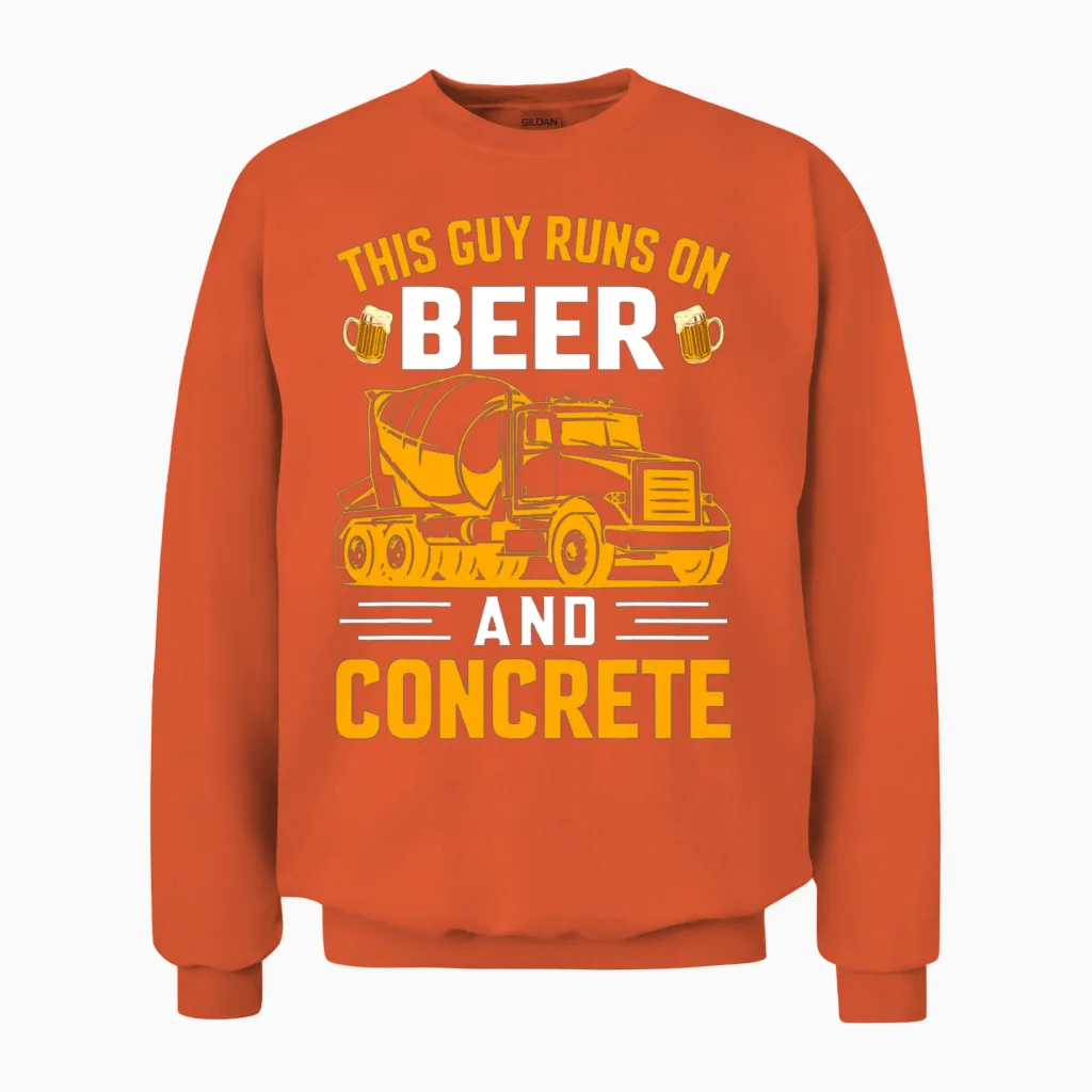 Funny Concrete Mixer for Men Cement Mason Unisex Sweatshirt in Orange
