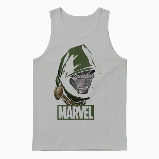 Marvel Comics Dr Doom Hooded T-Shirt, White, S Unisex Tank Top - Ash