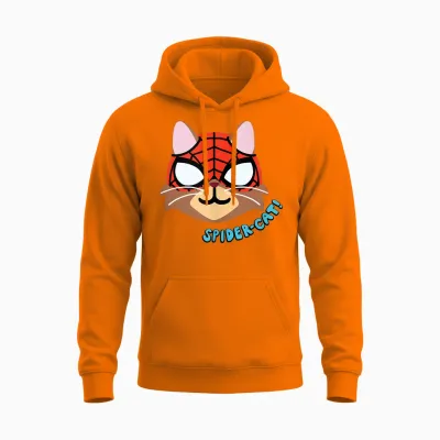 Amazon Essentials Marvel Spider-Man Spider-Cat Portrait Unisex Hoodie - Safety Orange