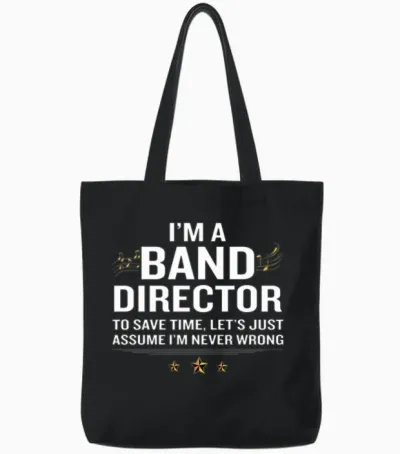 Band Director Funny Quote Gold Awesome Gift Tote Bags - Black