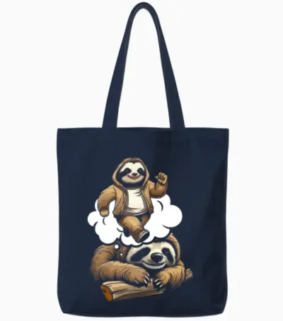 Sloth Funny Tote Bags - Navy