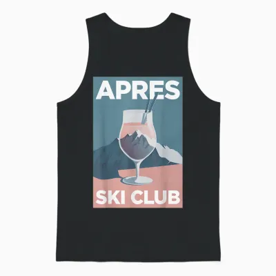 Après Ski Club X Aesthetic Skier Party Ski Outfit T-Shirt, White Unisex Tank Top - Black