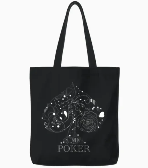 Fancy Spade Poker Gambling Tote Bags in Black
