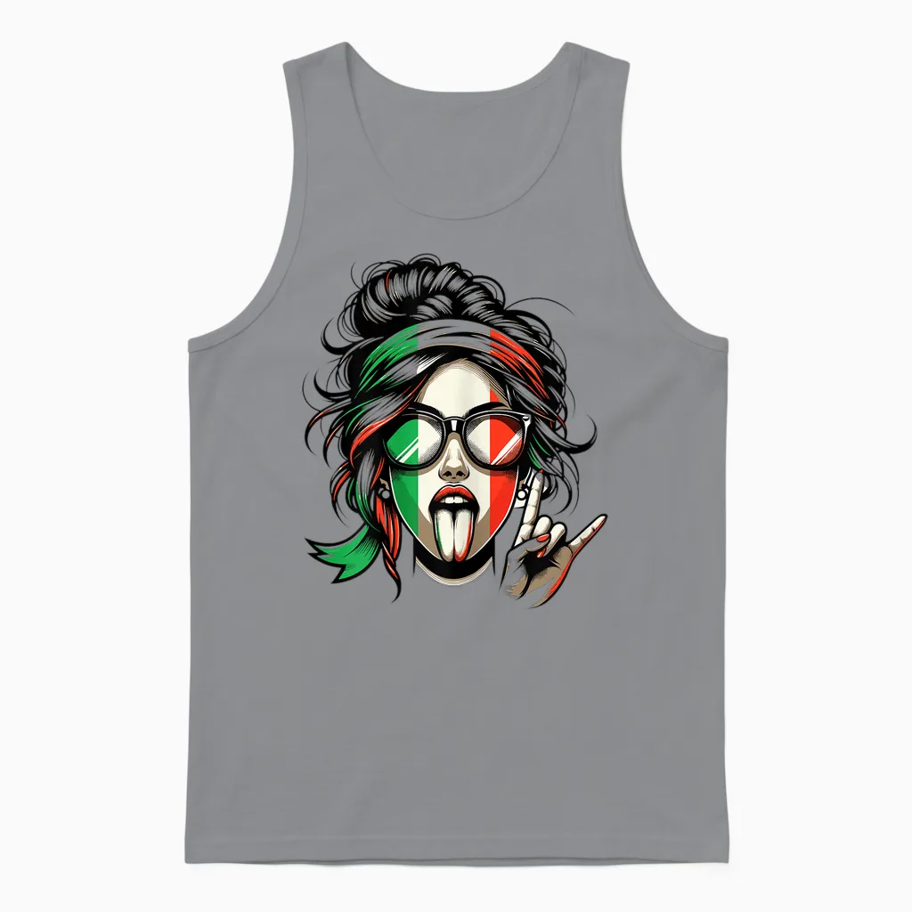 Artipalati Geschenke Italienisches Damen T-Shirt Mit Kurzarm in Weiß Und Bunt, Größe Xs, Klassisches Italien-Flaggen-Design, Ideal Für Geburtstage Unisex Tank Top in Sport Grey