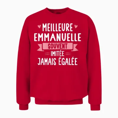 Unique Woman Humour Gift Personalized Name Emmanuelle T-Shirt, Black, Female X-Small Unisex Sweatshirt - Red