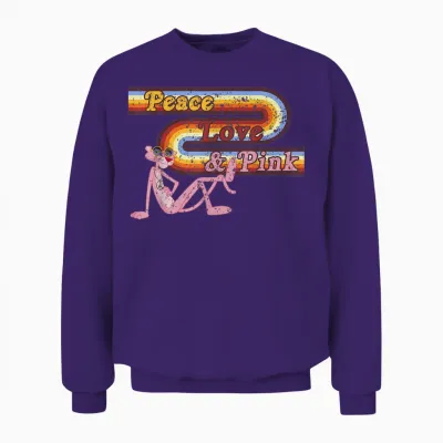 The Pink Panther Peace Love and Pink Unisex Sweatshirt - Purple