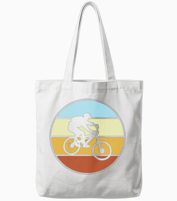Mountainbike Retro Tote Bags in White