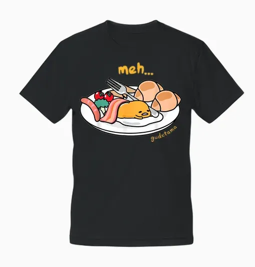 Gudetama "meh" Breakfast Unisex T-Shirt - Black
