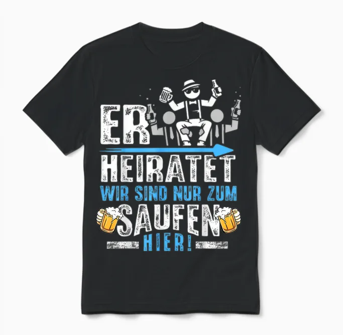 Junggesellenabschied T-Shirt Männer Jga Poltern Herren Jga Unisex T-Shirt in Black