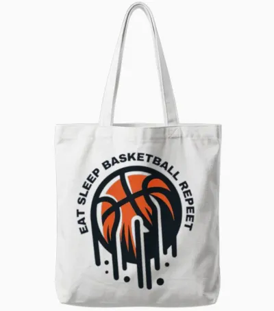Eat Sleep Basketball Repeat Tote Bags - White