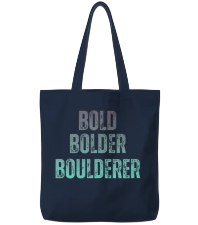 Bouldering Bold Bolder Boulderer Tote Bags - Navy