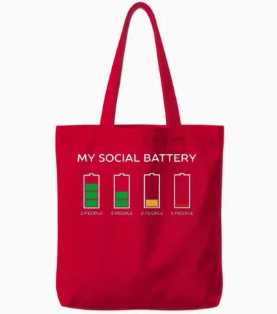 Funny Introvert Humor Tote Bags - Red