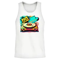 Retro Vinyl Vibes — & Dj Unisex Tank Top - White – 2