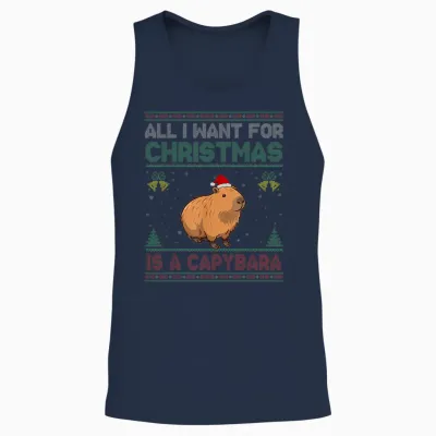 All I Want for Christmas Is a Capybara Ugly Unisex Tank Top - Navy